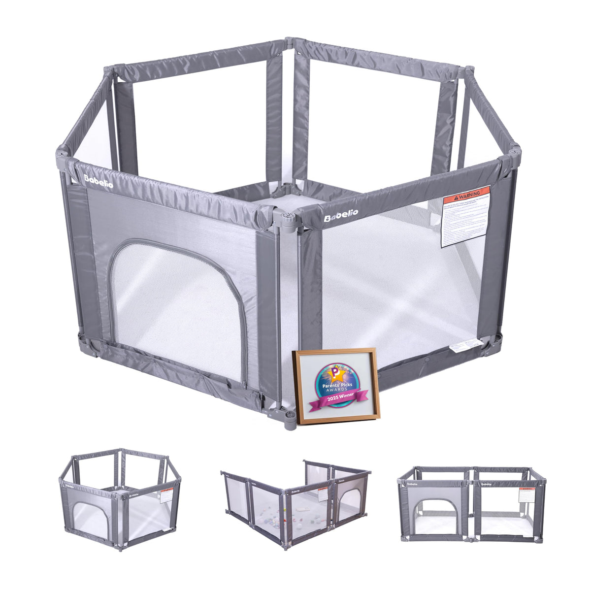 Babelio wall-mounted playard setup in rectangular form for versatile room layout and safe play.