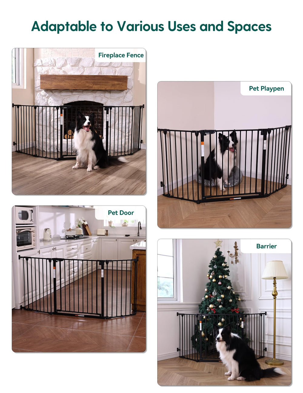 Babelio wall-mounted gate with floor stickers for stability