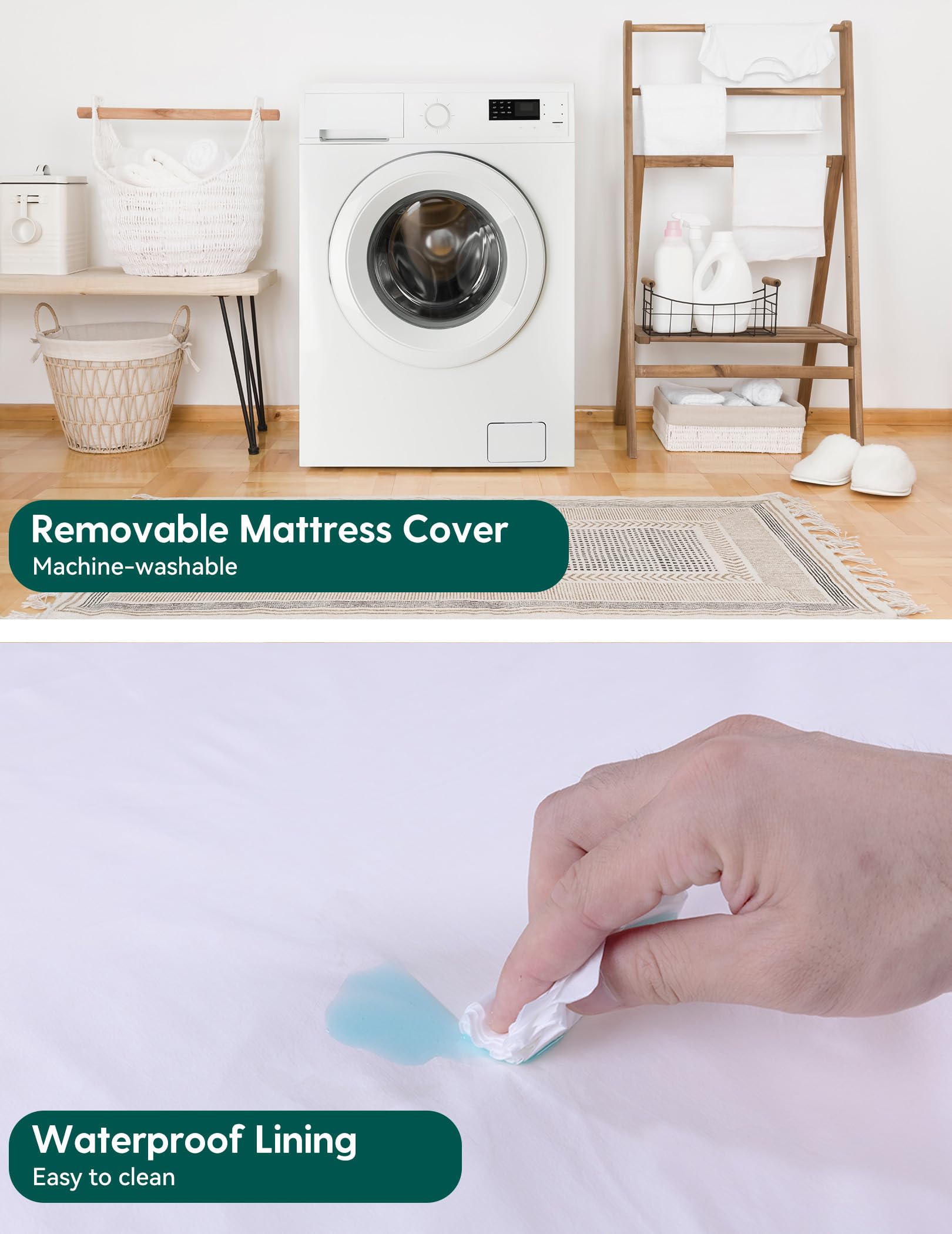 BABELIO waterproof inner lining keeps spills contained for stress-free maintenance.