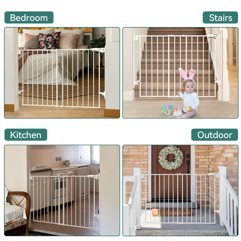 BABELIO white gate blends with interiors for versatile use on stairs or doorways.