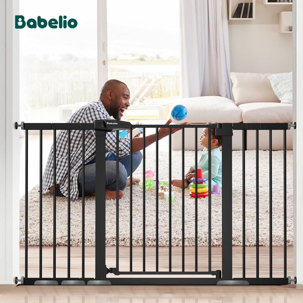 BABELIO wide doorway gate in use shows wide doorway compatibility for families and pets