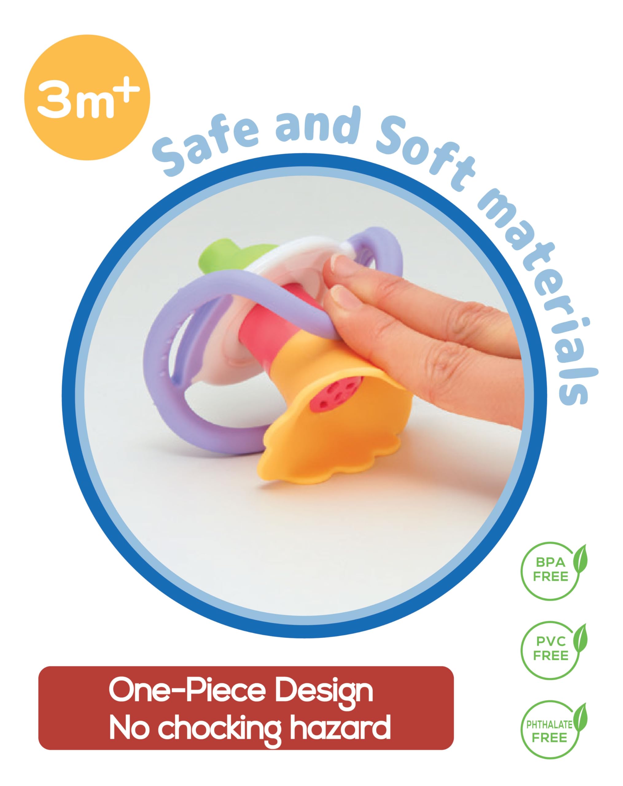 BaBeloved Flower Whistle baby-held shot emphasizes easy grasp and portability.