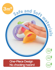 BaBeloved Flower Whistle baby-held shot emphasizes easy grasp and portability.