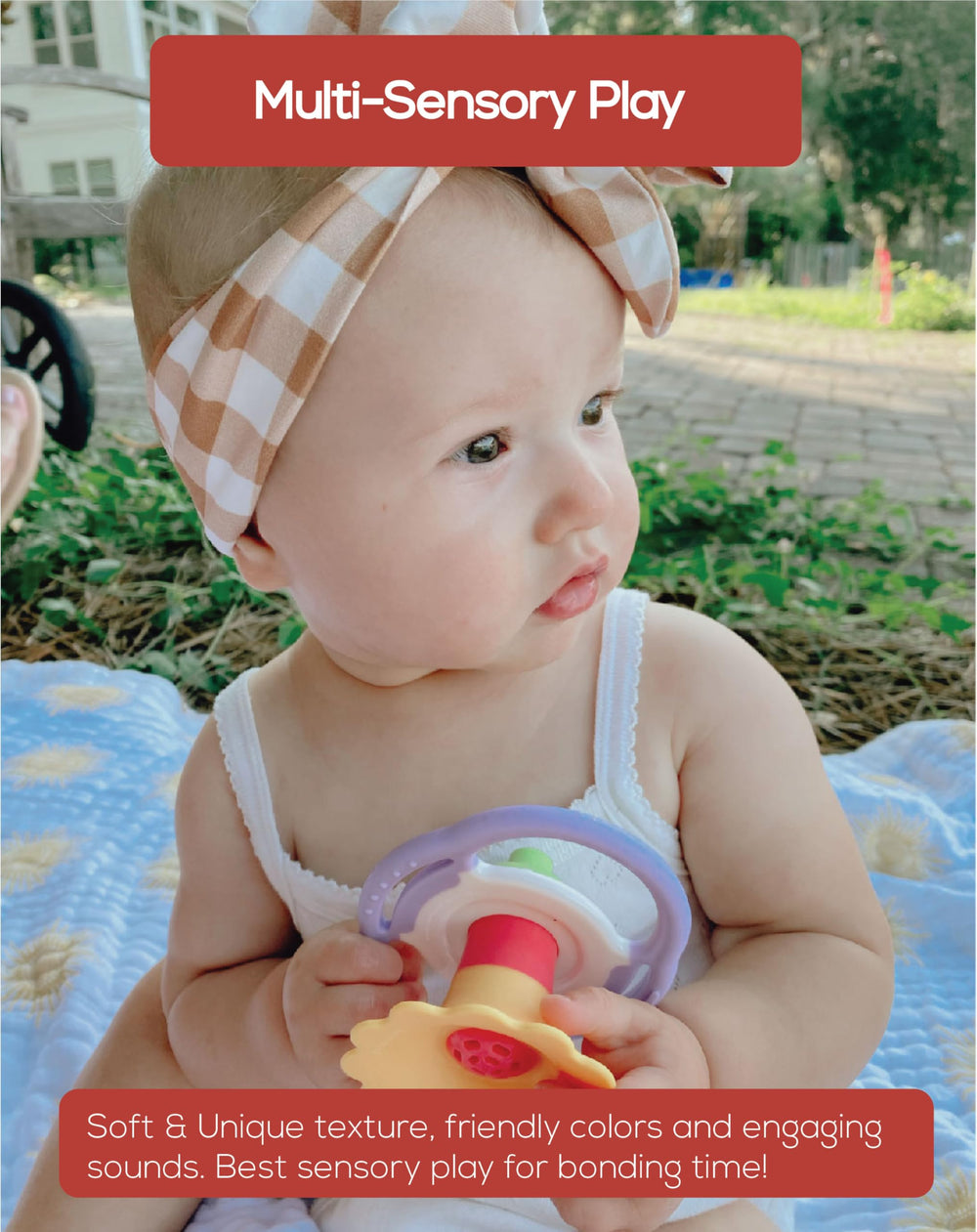 BaBeloved Flower Whistle durability-focused shot underlines long-lasting use for curious babies.