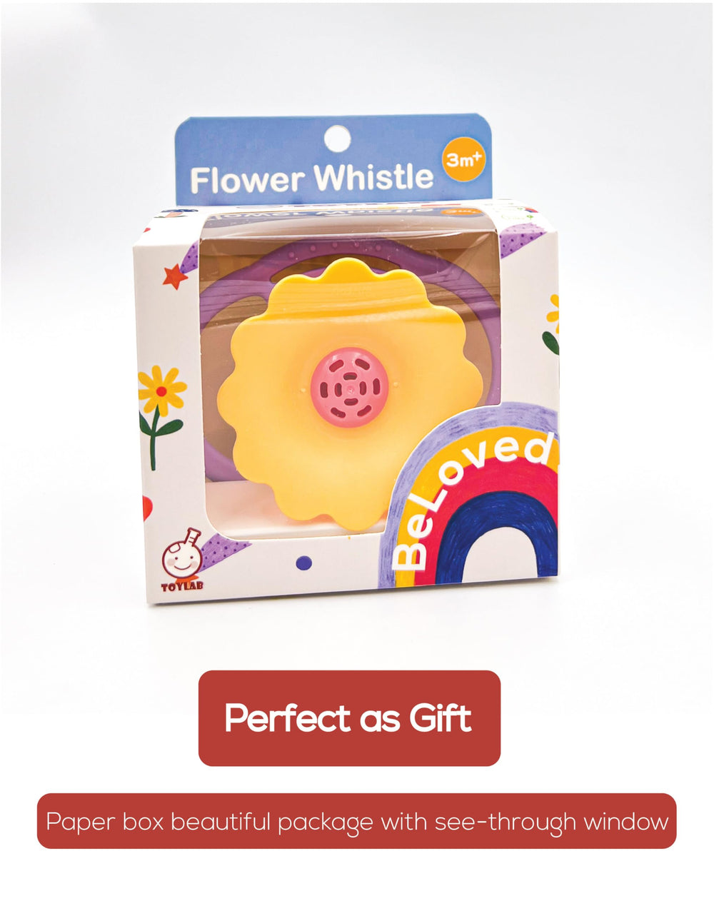 BaBeloved Flower Whistle soft-surface image demonstrates gentle touch for soothing gums.