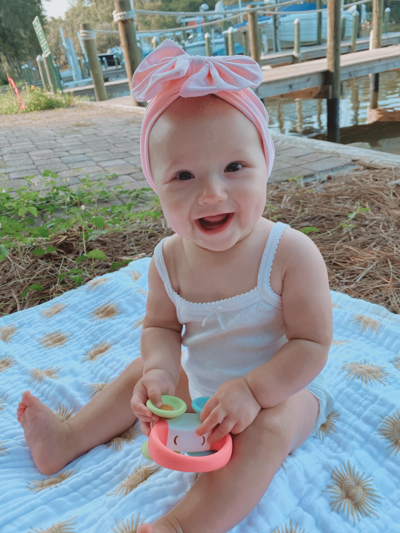BaBeloved My First Car teether is compact and portable for travel.