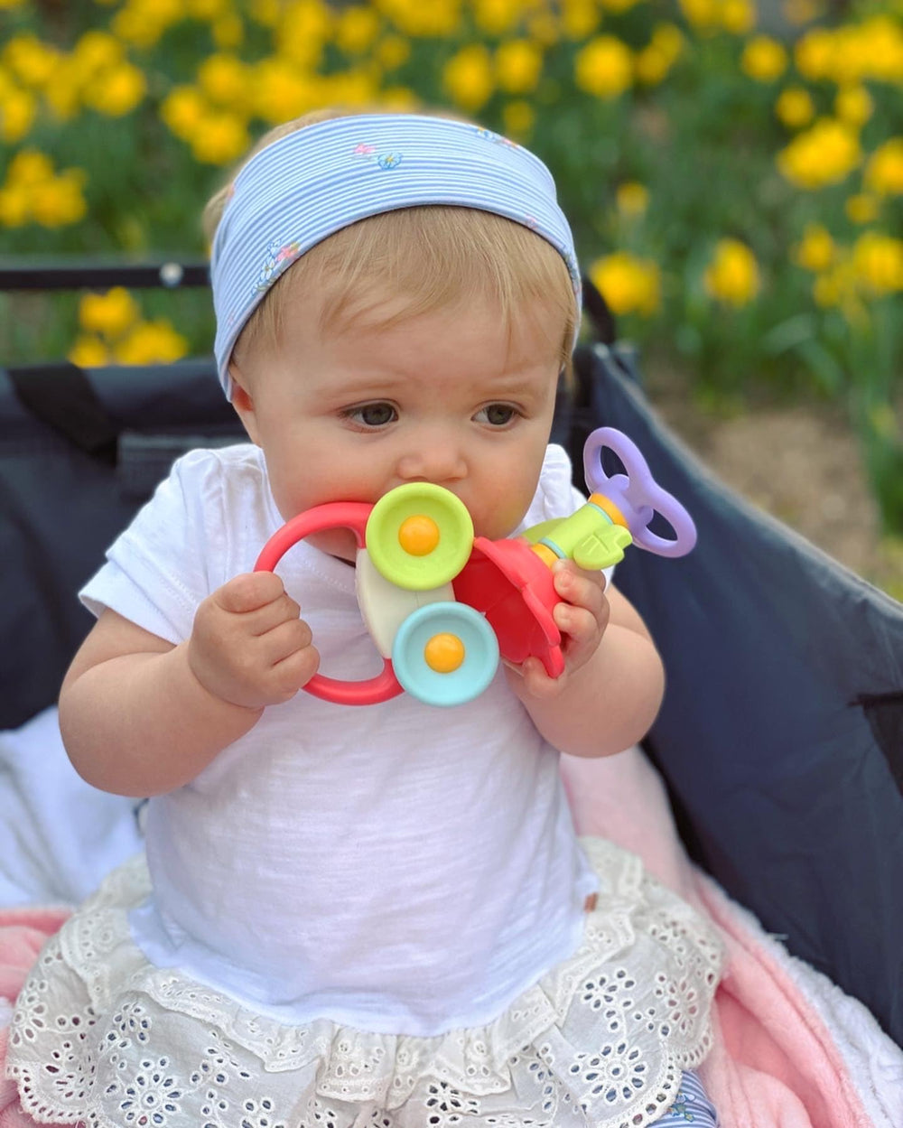 BaBeloved My First Car teether uses safe, non-choking construction for worry-free play.