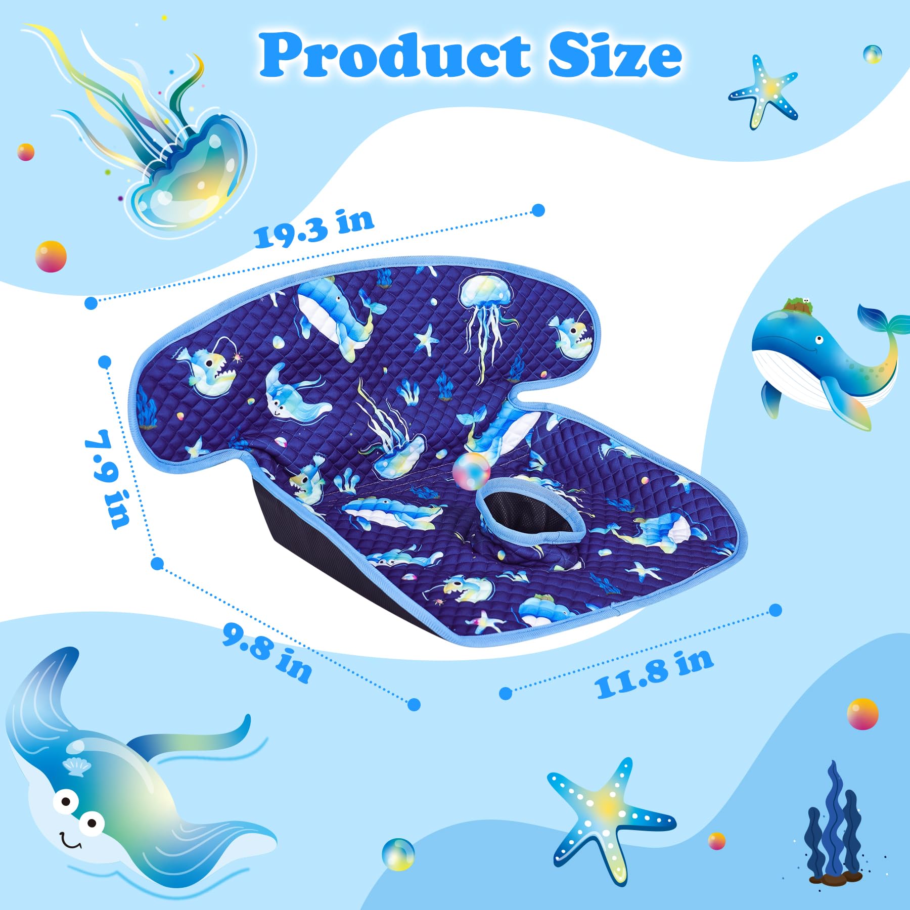 Babenest ultra soft breathable surface with whale blue motif ideal for sensitive skin during travel.