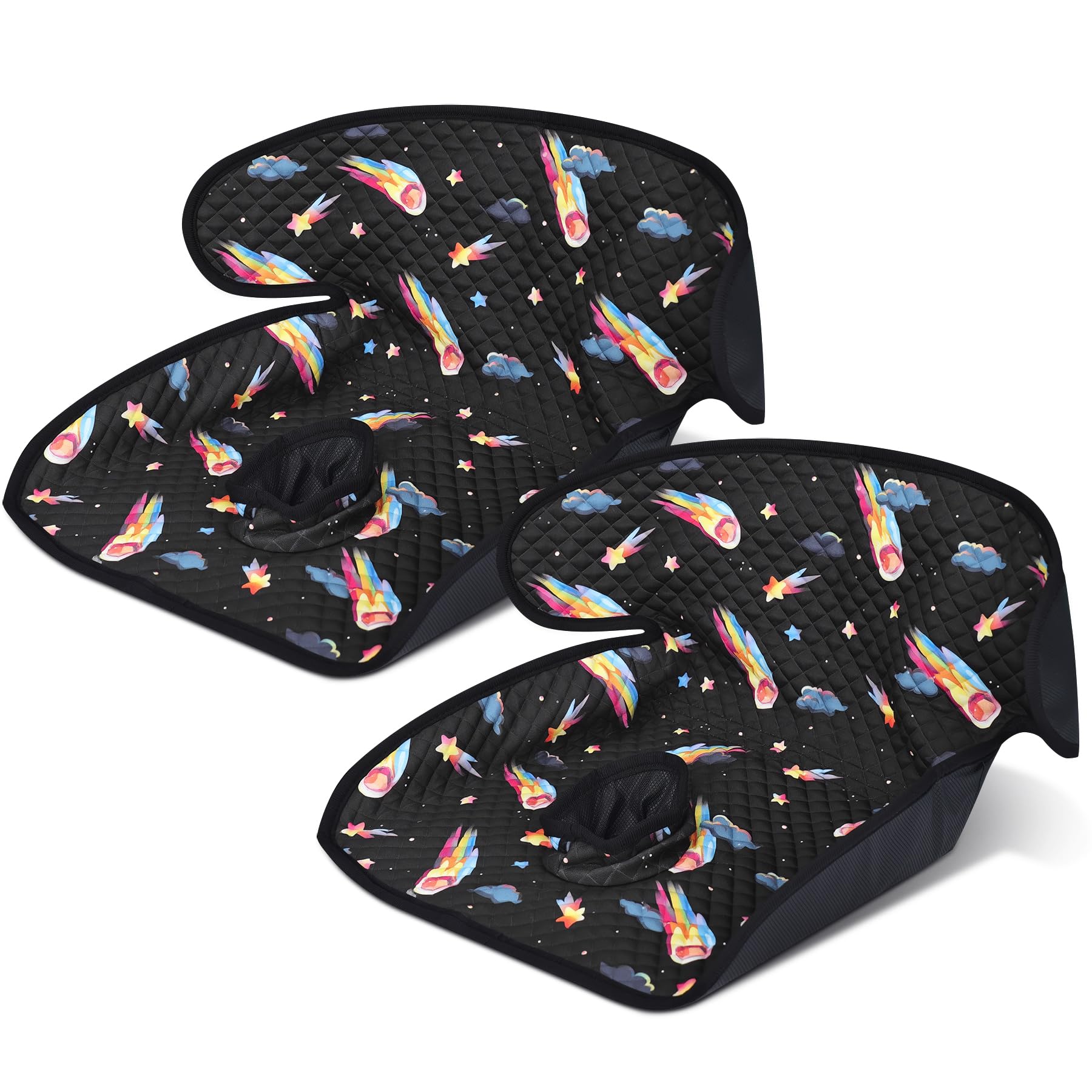 Babenest Meteor-Black car seat protector pattern reduces potty-training anxiety.