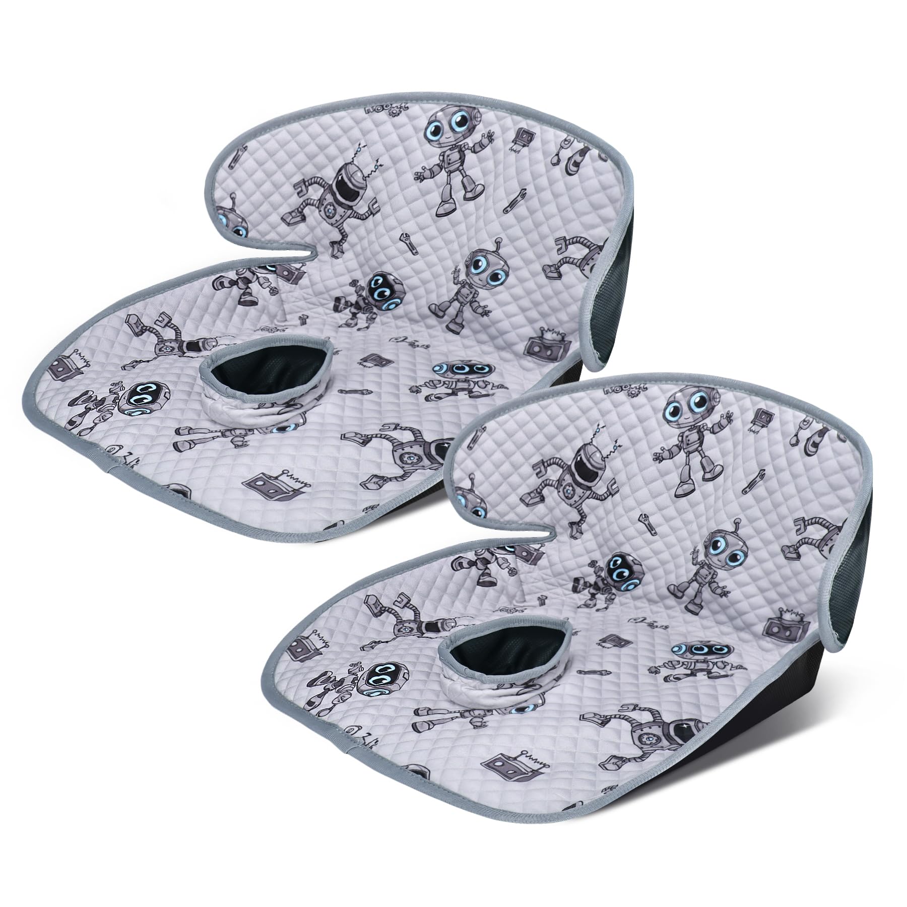 Babenest robot-grey car seat protector front view keeps seats clean on car trips