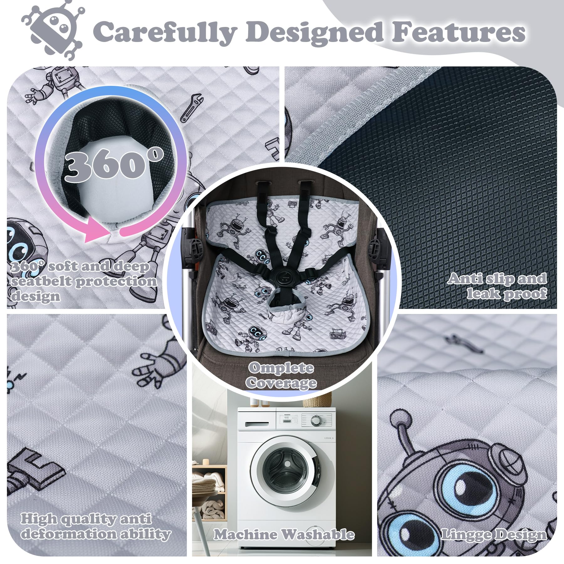 Babenest robot-grey machine-washable liner remains durable after washes