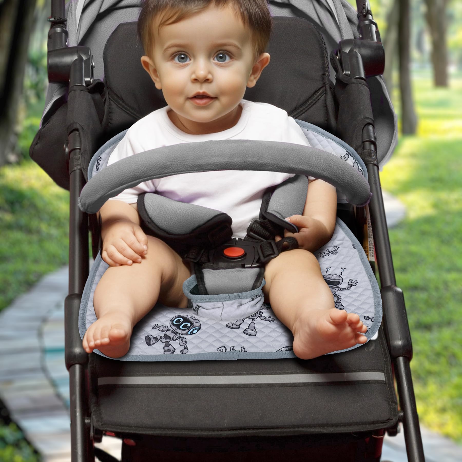Babenest robot-grey travel-use pad doubles as a diaper station on the go