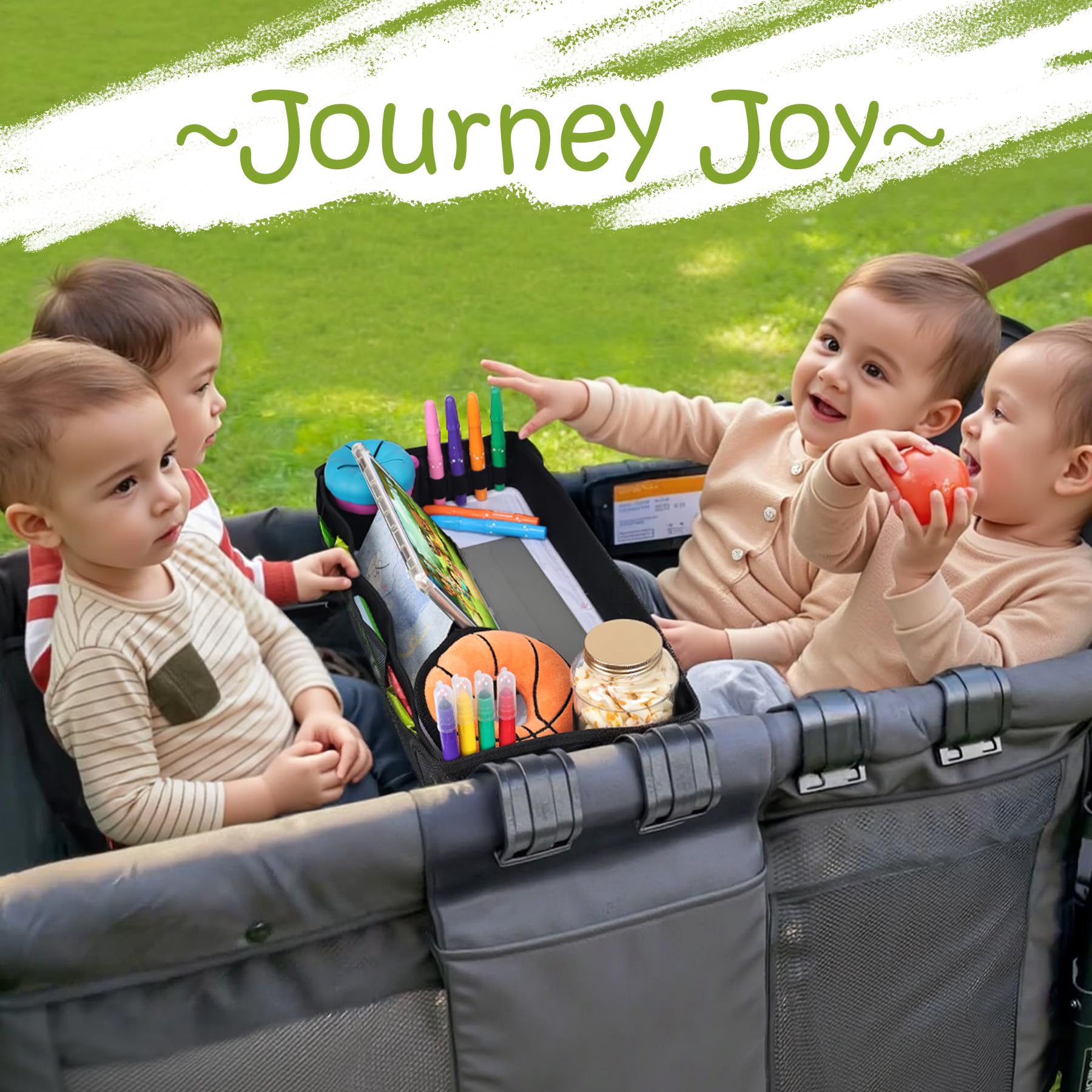 Babenest Stroller Snack Tray W4-cup-holder prevents spills during rides.