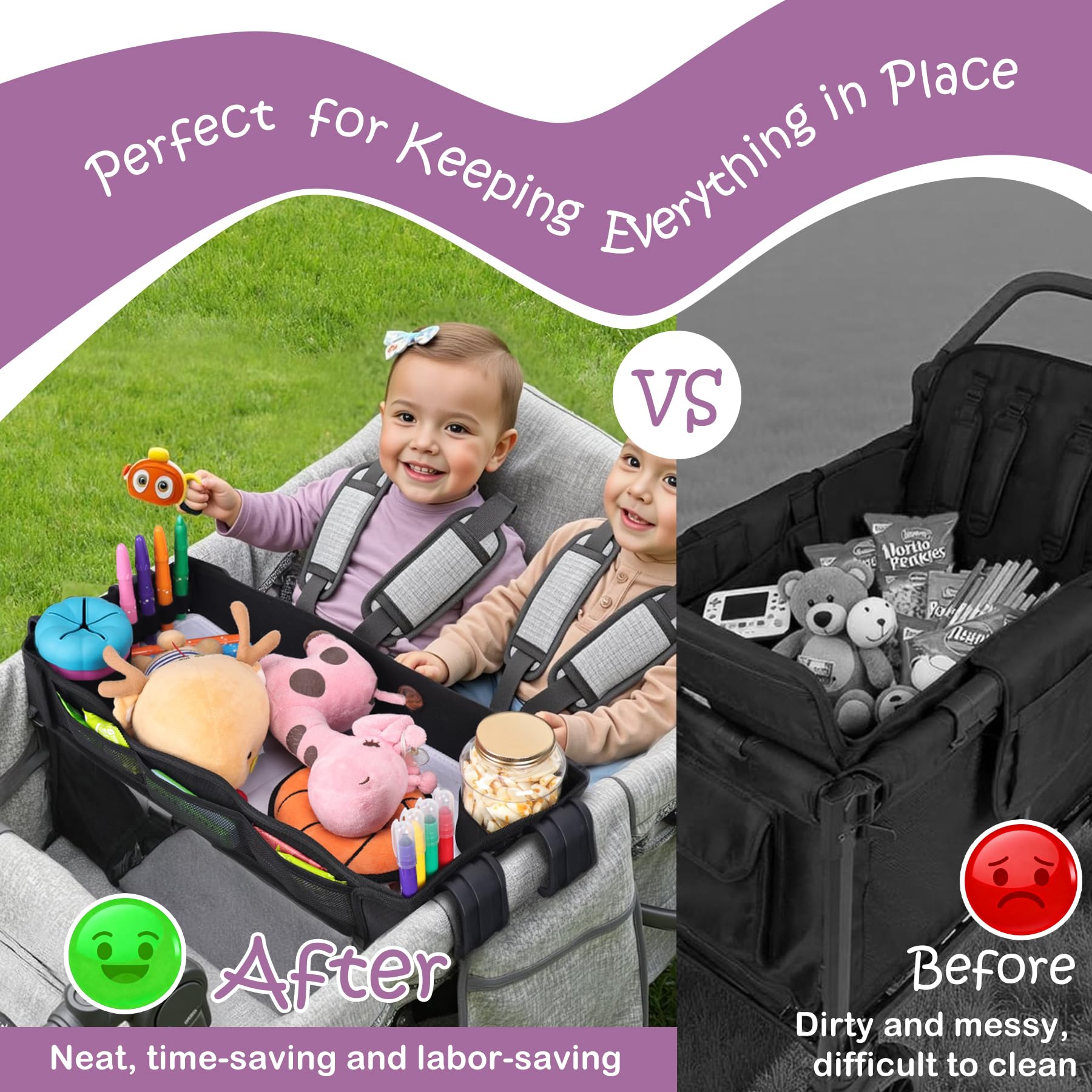 Babenest Stroller Snack Tray W4-easy-clean simplifies post-ride cleanup.