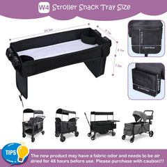 Babenest Stroller Snack Tray W4-mesh-bag keeps snacks and toys organized.