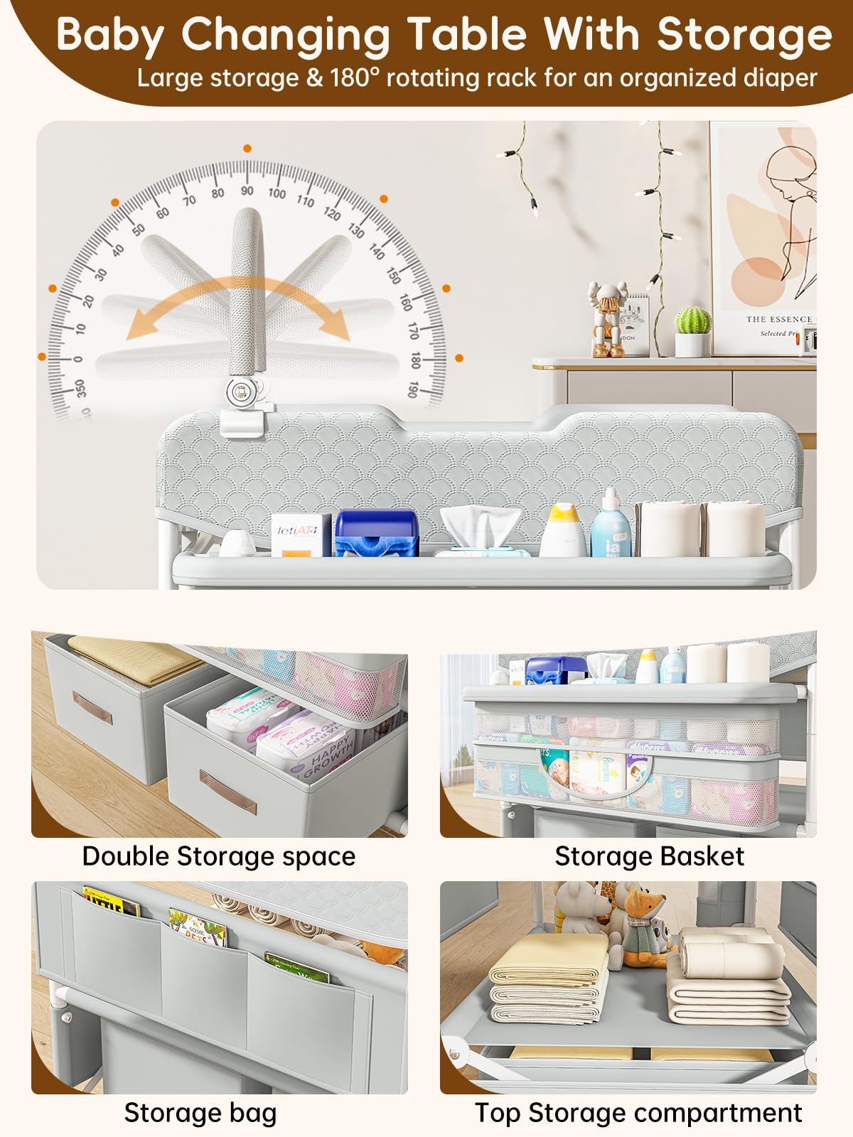 BabeNova adjustable height feature enables comfortable diaper changes for caregivers.
