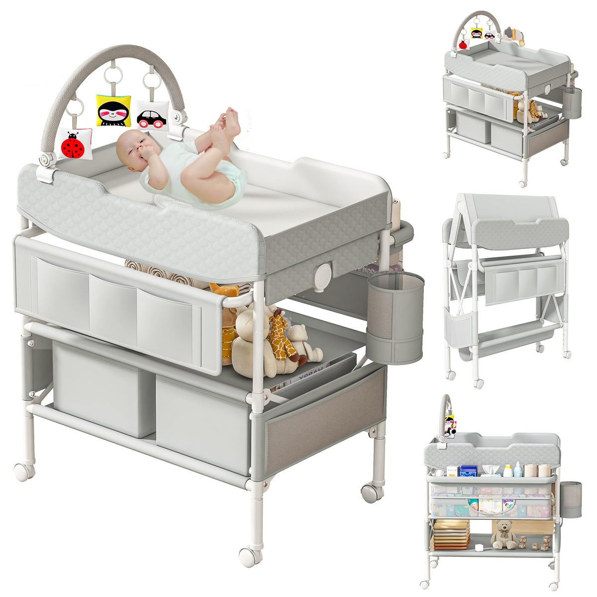 BabeNova changing table top waterproof surface for easy wipe-down diaper changes.