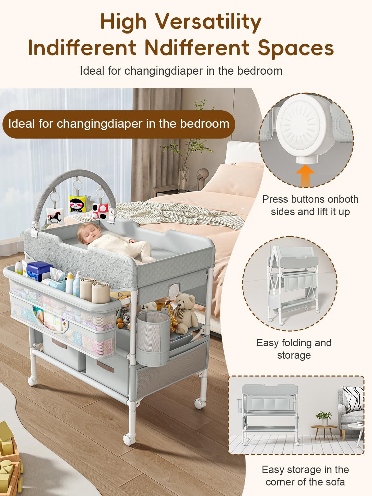 BabeNova locking wheels ensure safe, portable use across rooms.