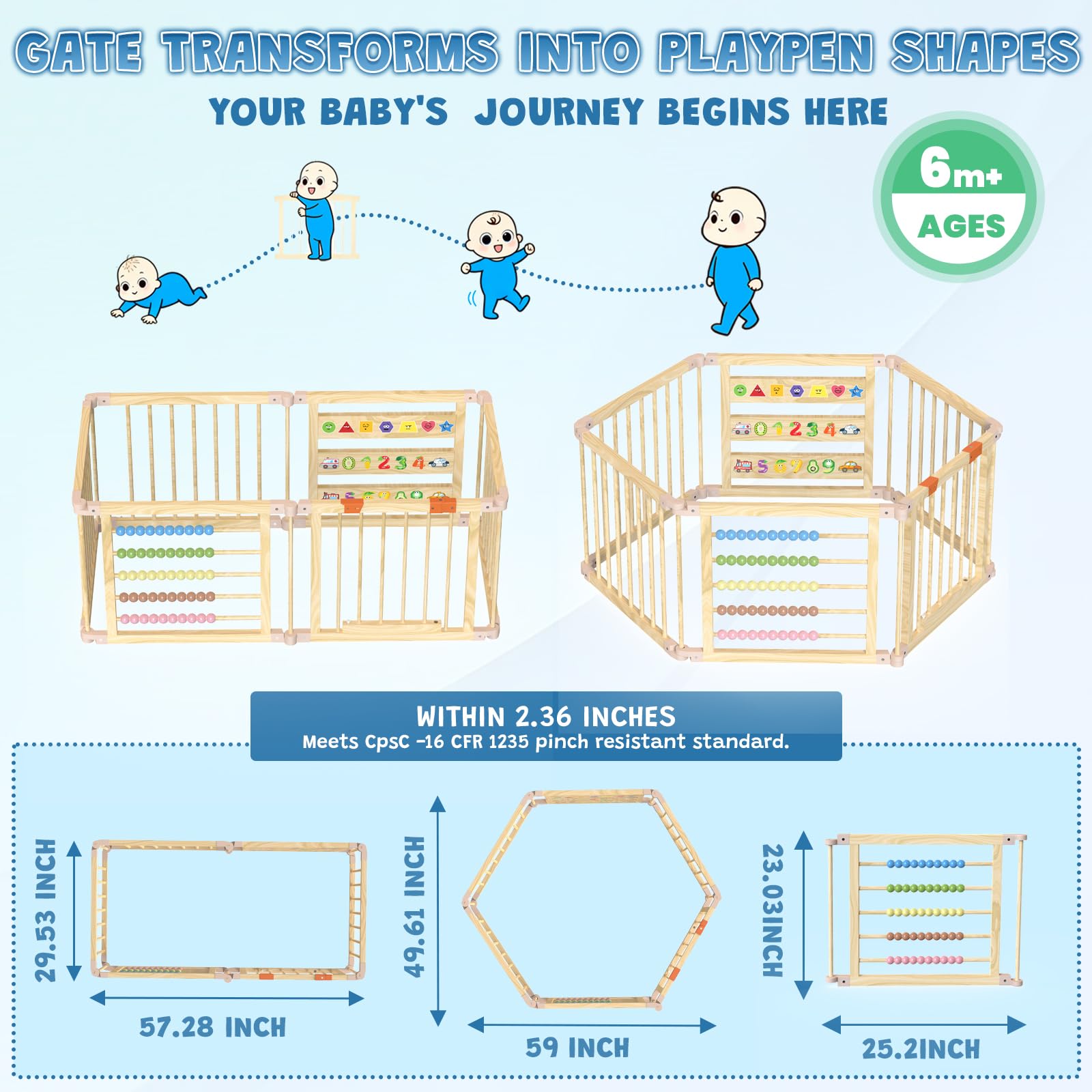 BabeNova playpen gate with one-hand open mechanism for easy adult access.