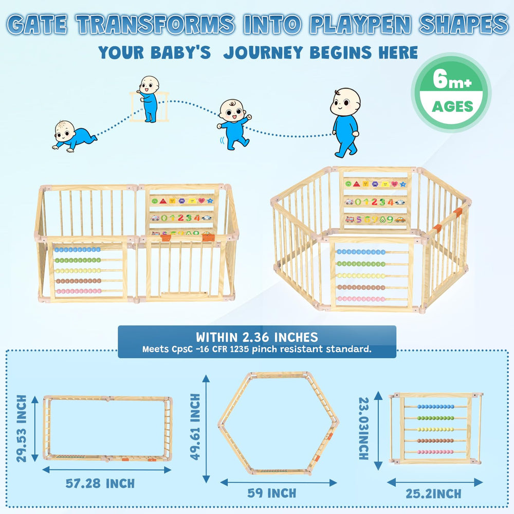 BabeNova playpen gate with one-hand open mechanism for easy adult access.