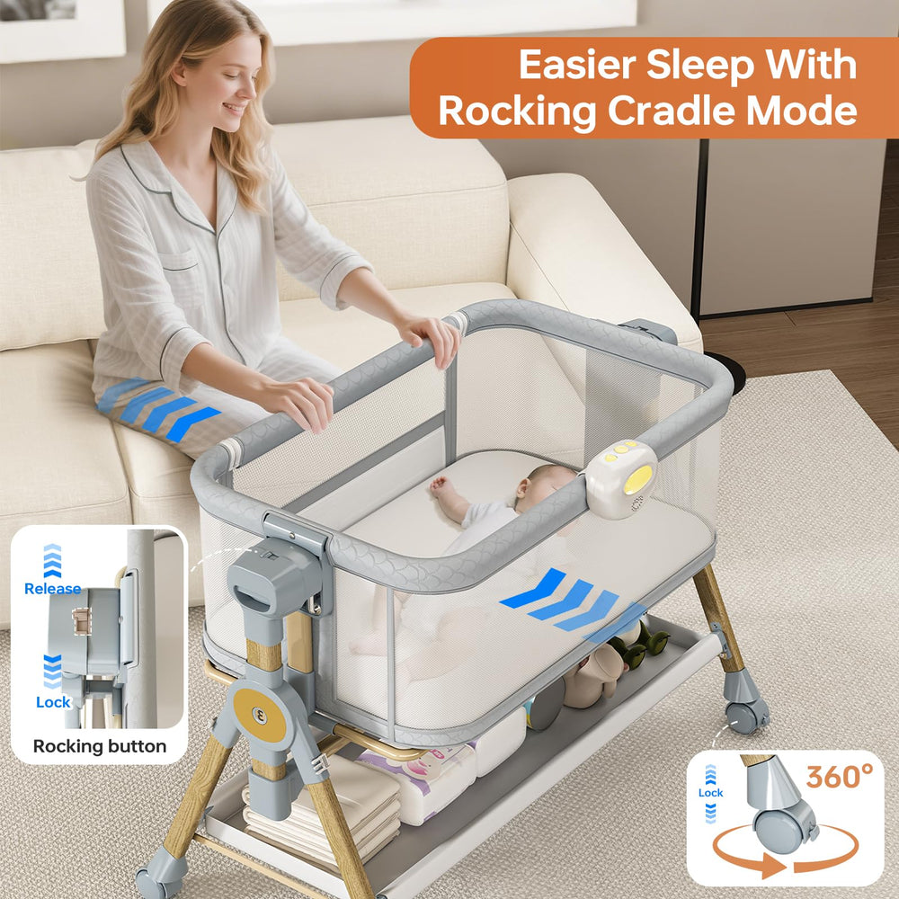 BabeNova wooden frame bassinet with sturdy support and elegant design