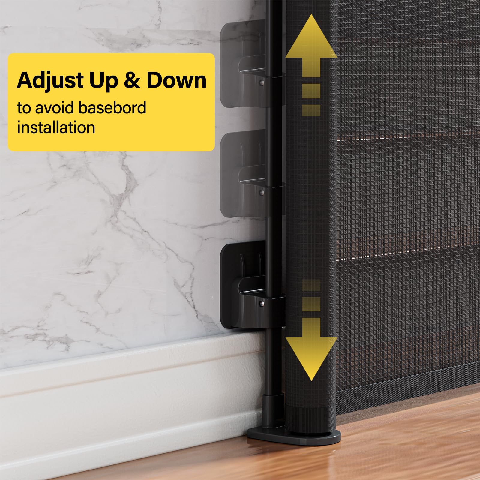 Babepai 34 in tall gate protects higher thresholds in hallways.