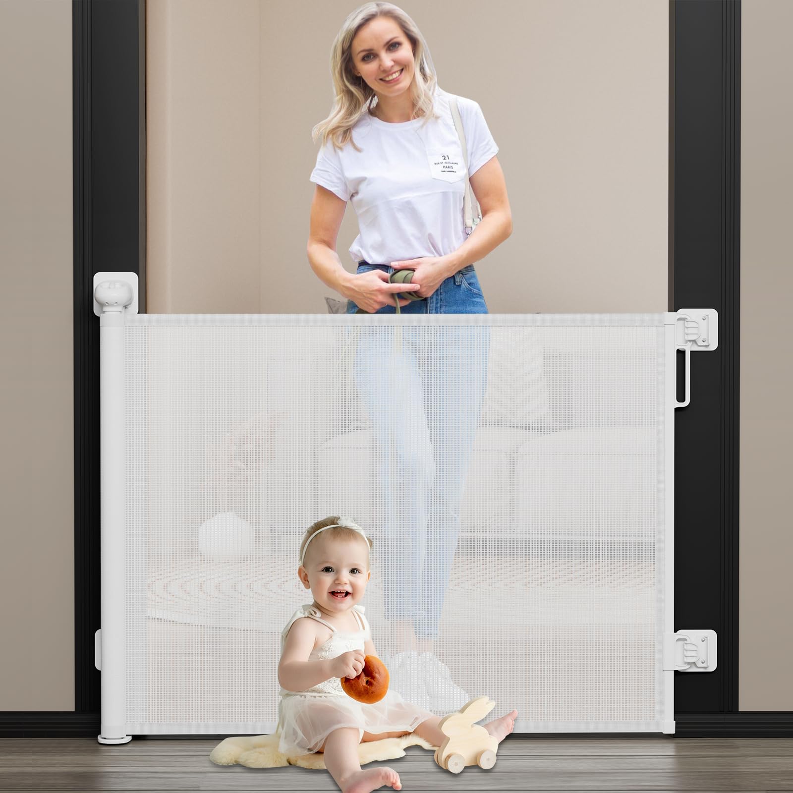 Babepai baby gate-stairs-no-drill-extended for wide stair safety