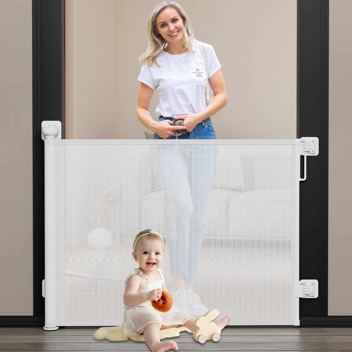 Babepai baby gate-stairs-no-drill-extended for wide stair safety