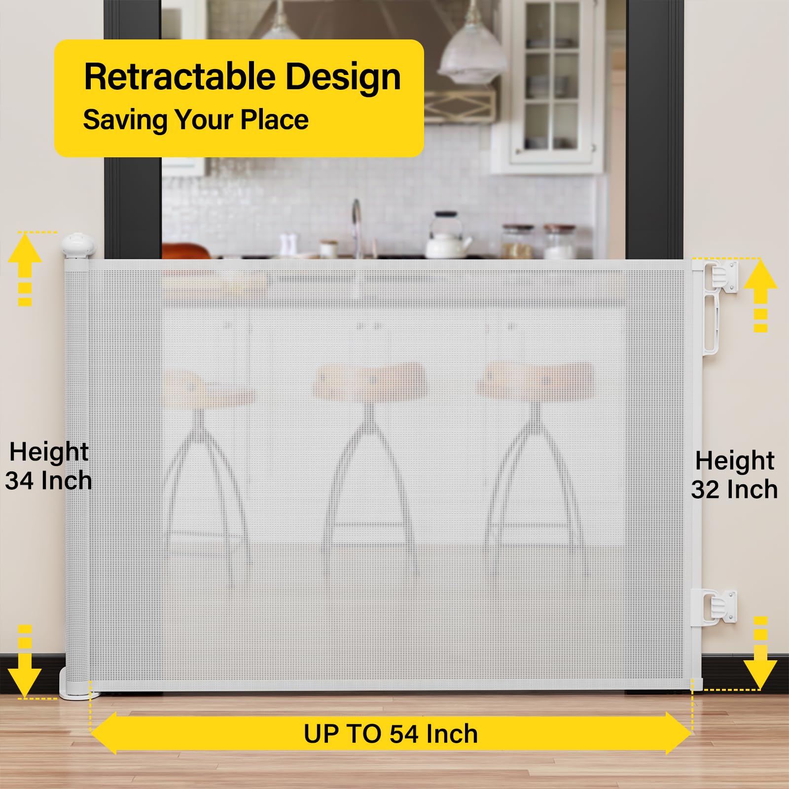 Babepai gate in doorway demonstrates extended width for safe wide openings