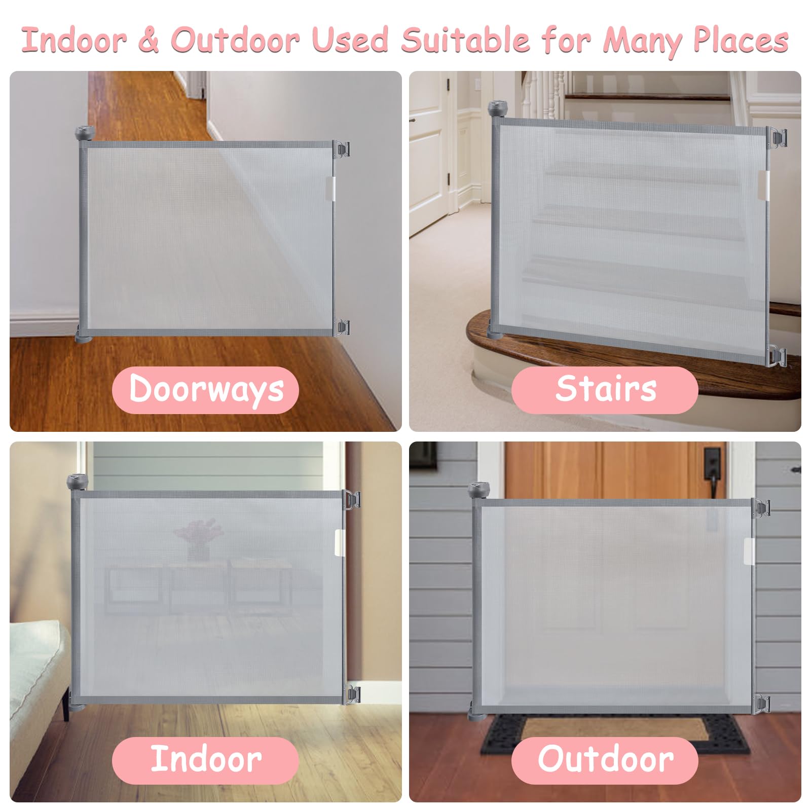 Babepai indoor outdoor versatility shown for stairs, hallways, doorways, patios.