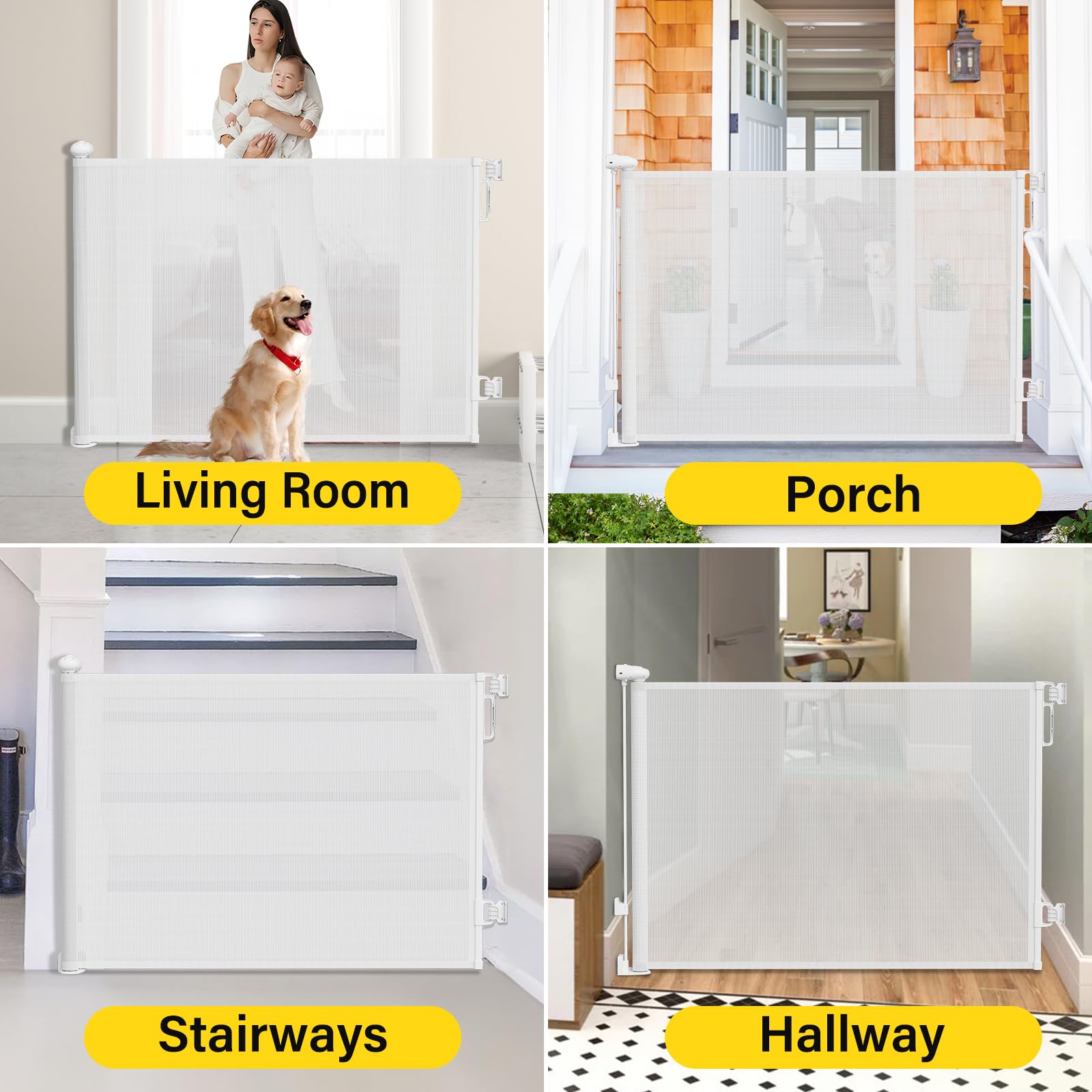 Babepai gate used indoors and outdoors in covered spaces for versatile use