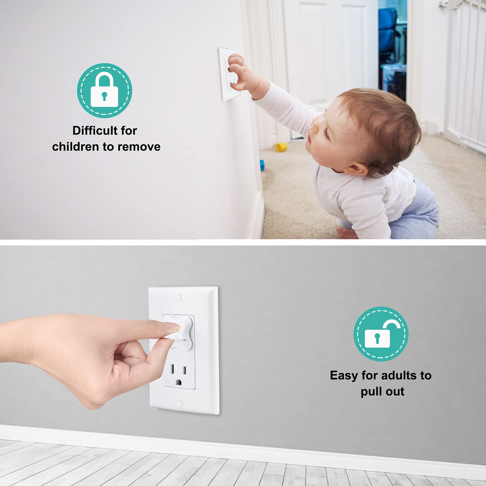 Babepai outlet covers close-up showing three-hole coverage for full protection