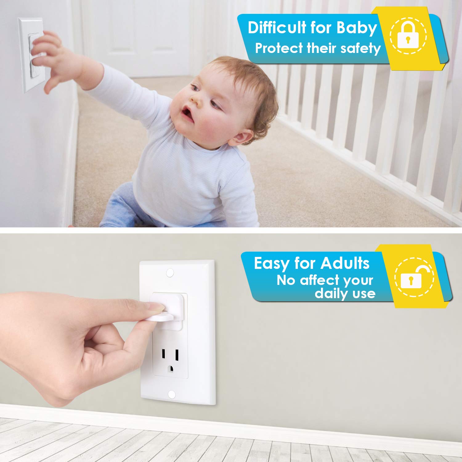 Babepai outlet covers white closeup shows a clean, low-profile design that blends
