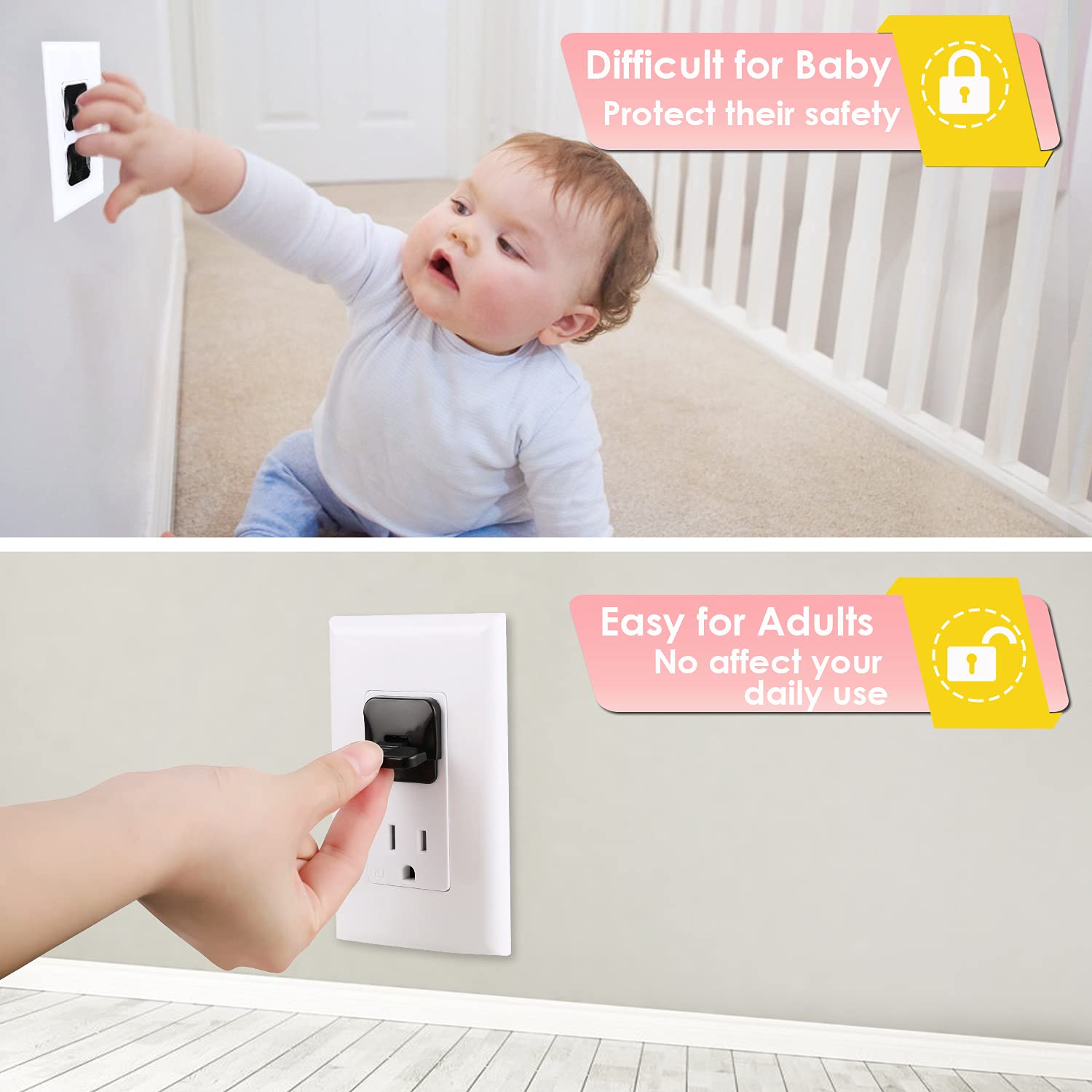 Babepai 3-prong design covers entire outlet for robust protection.