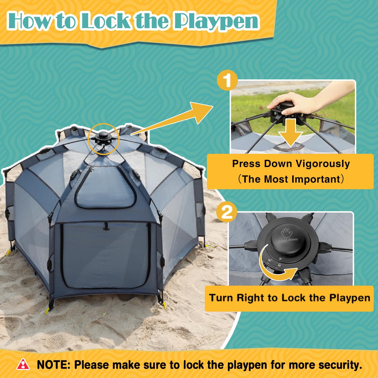 Babepai pop up playpen 12-joint lock system provides stability