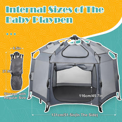 Babepai pop up playpen folded compact for easy transport