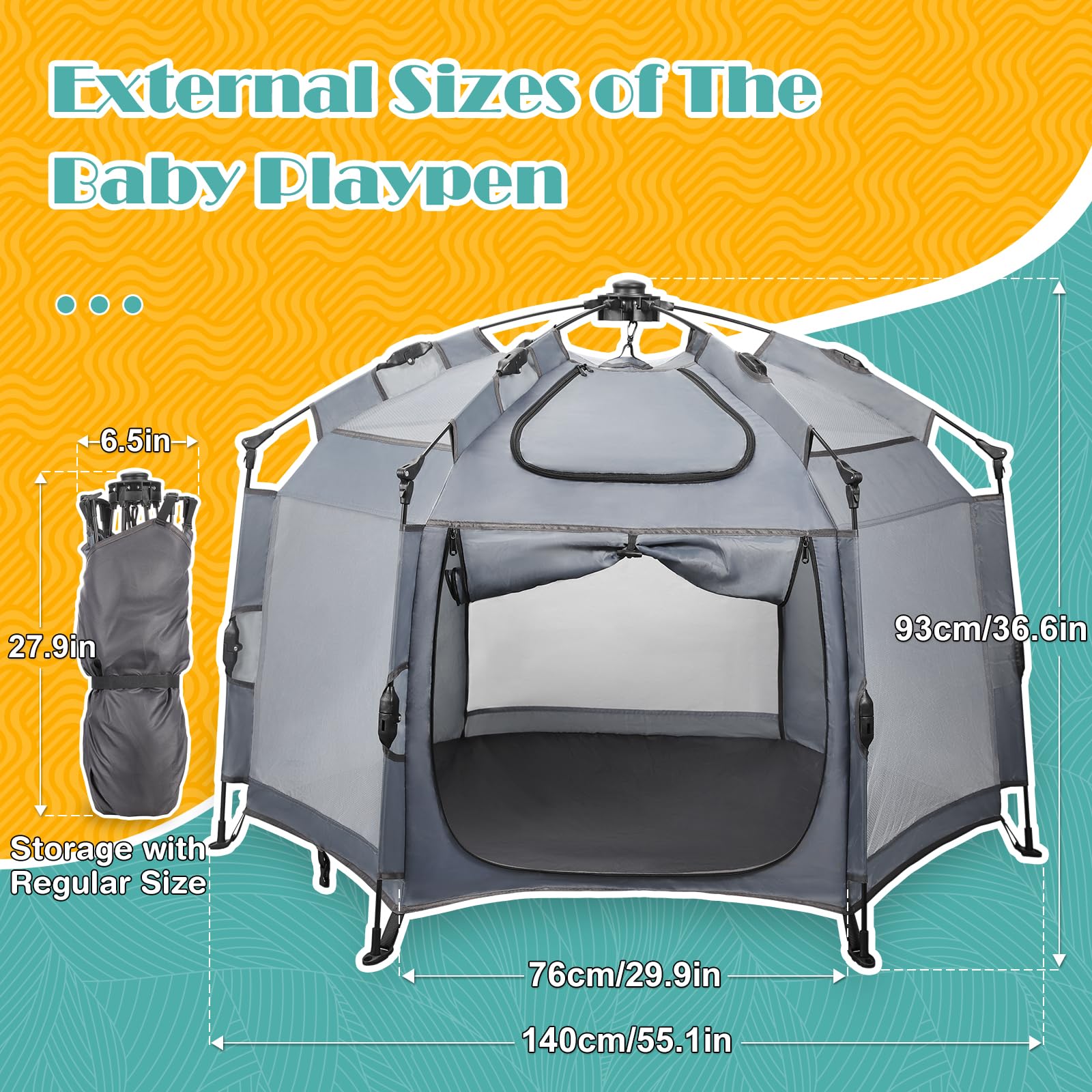 Babepai pop up playpen open layout shows roomy interior for babies