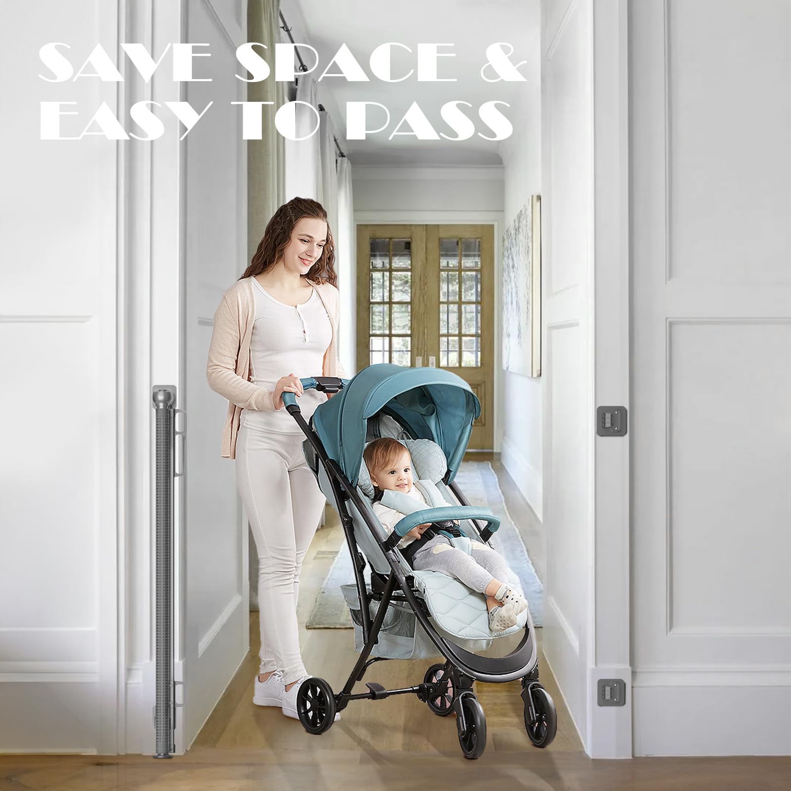 Babepai retractable gate hallway setup shows easy, versatile safety.