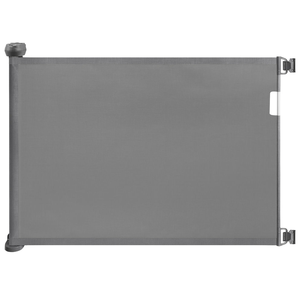 Babepai retractable baby gate stairs extended to fit a wide stair opening for safer passage.