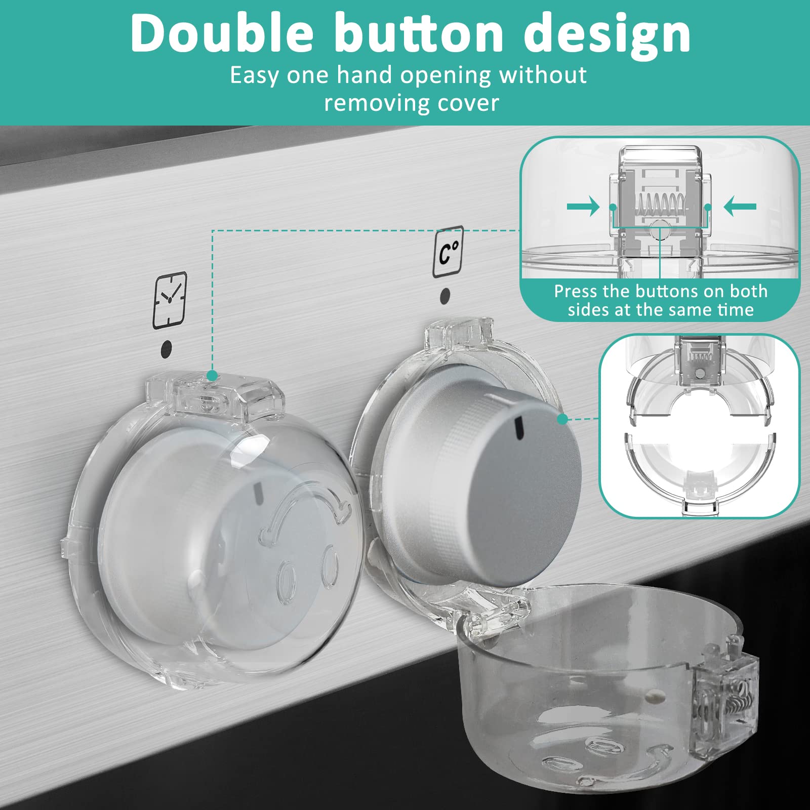 Babepai clear design knob covers blend with décor while keeping controls visible