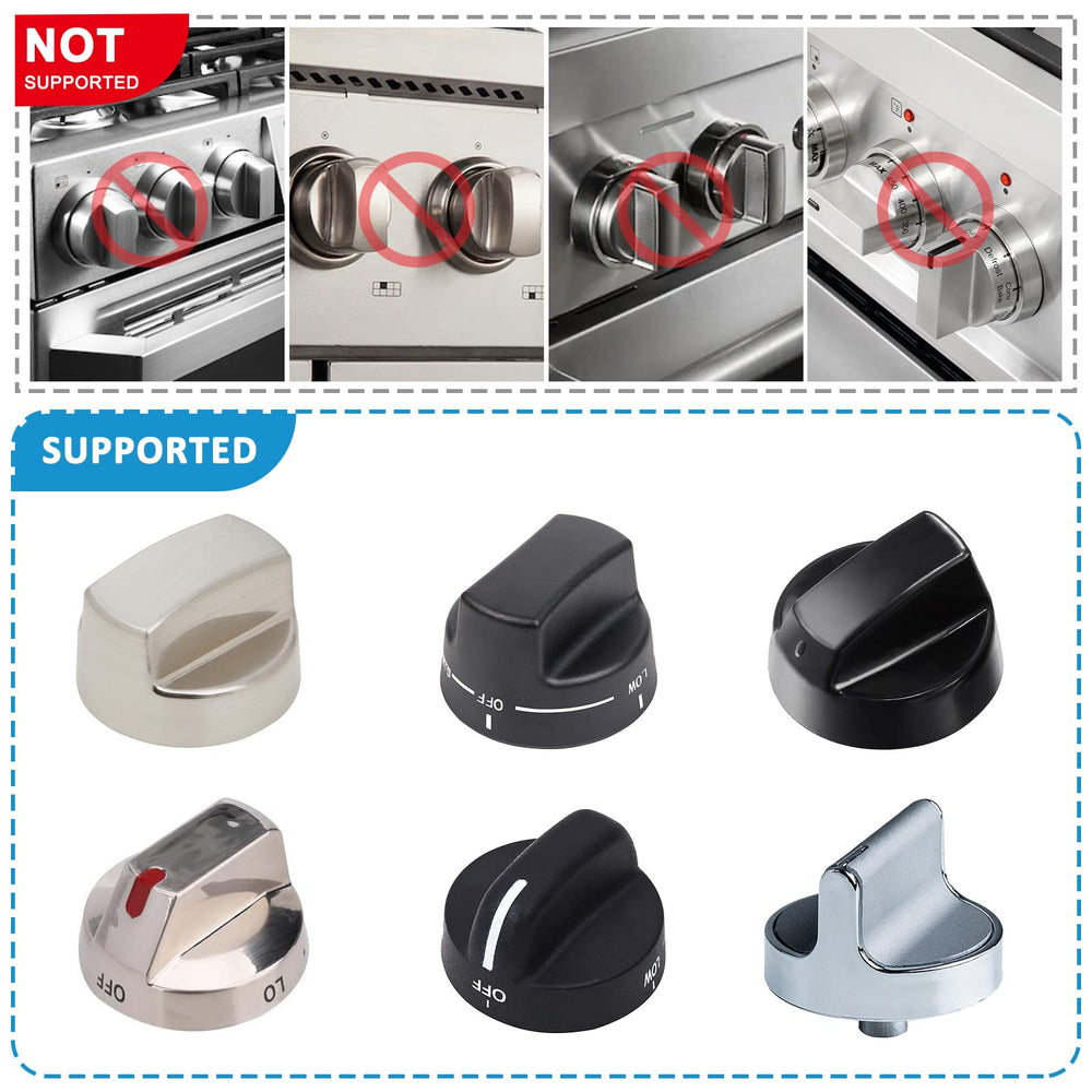 Babepai stove-knob-cover on a burner ready to prevent turning.