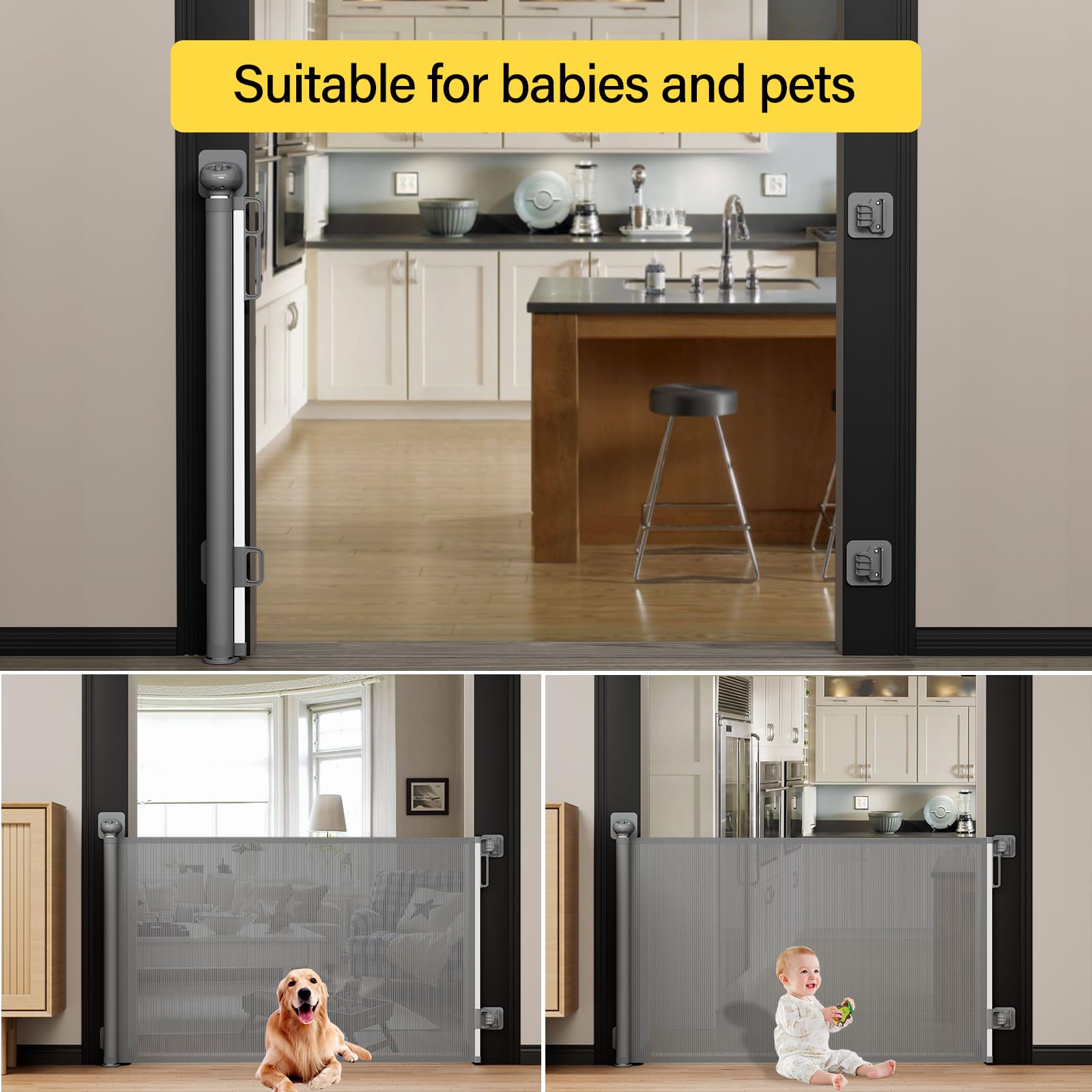 Babepai wall-friendly gate design fits smooth surfaces