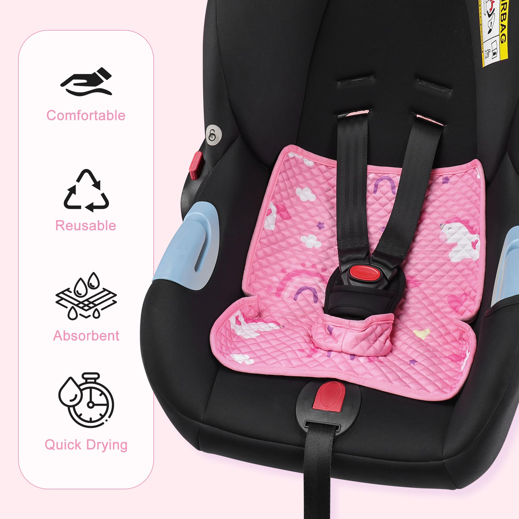 Babepets contoured liner fit with harness openings for stroller compatibility