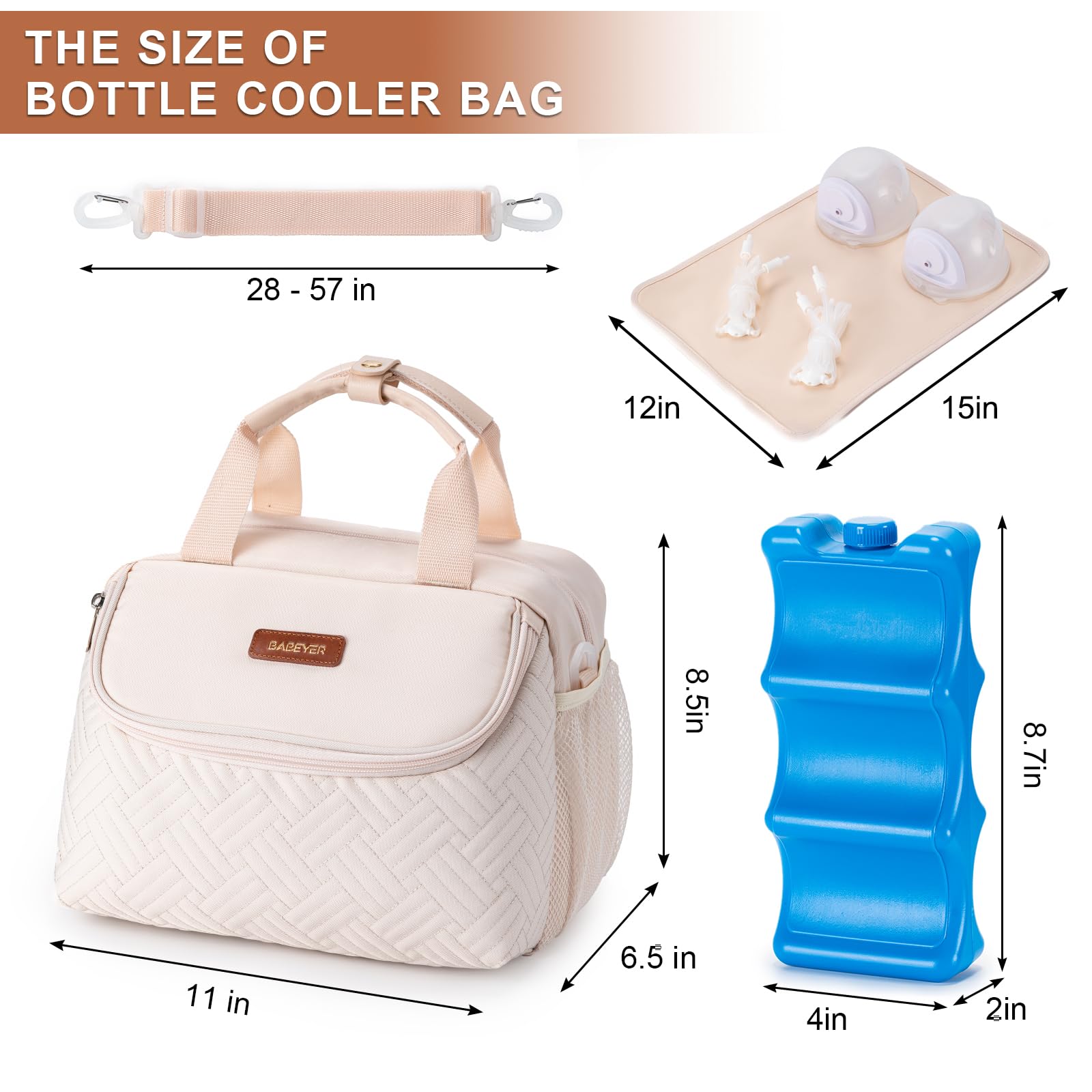 BABEYER adjustable shoulder strap offers comfortable cross-body carry.