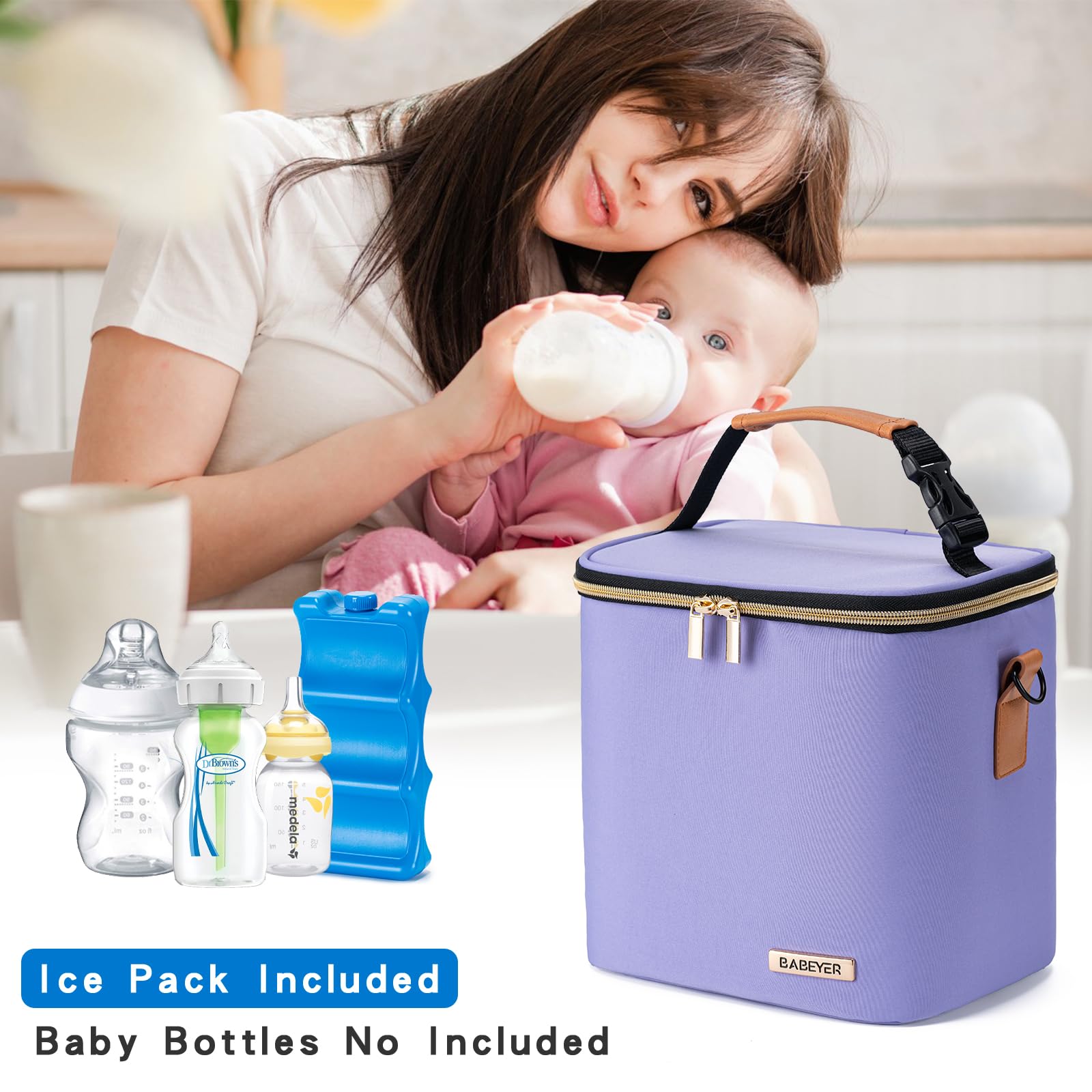 BABEYER bottle bag waterproof lining easy to wipe clean after spills.