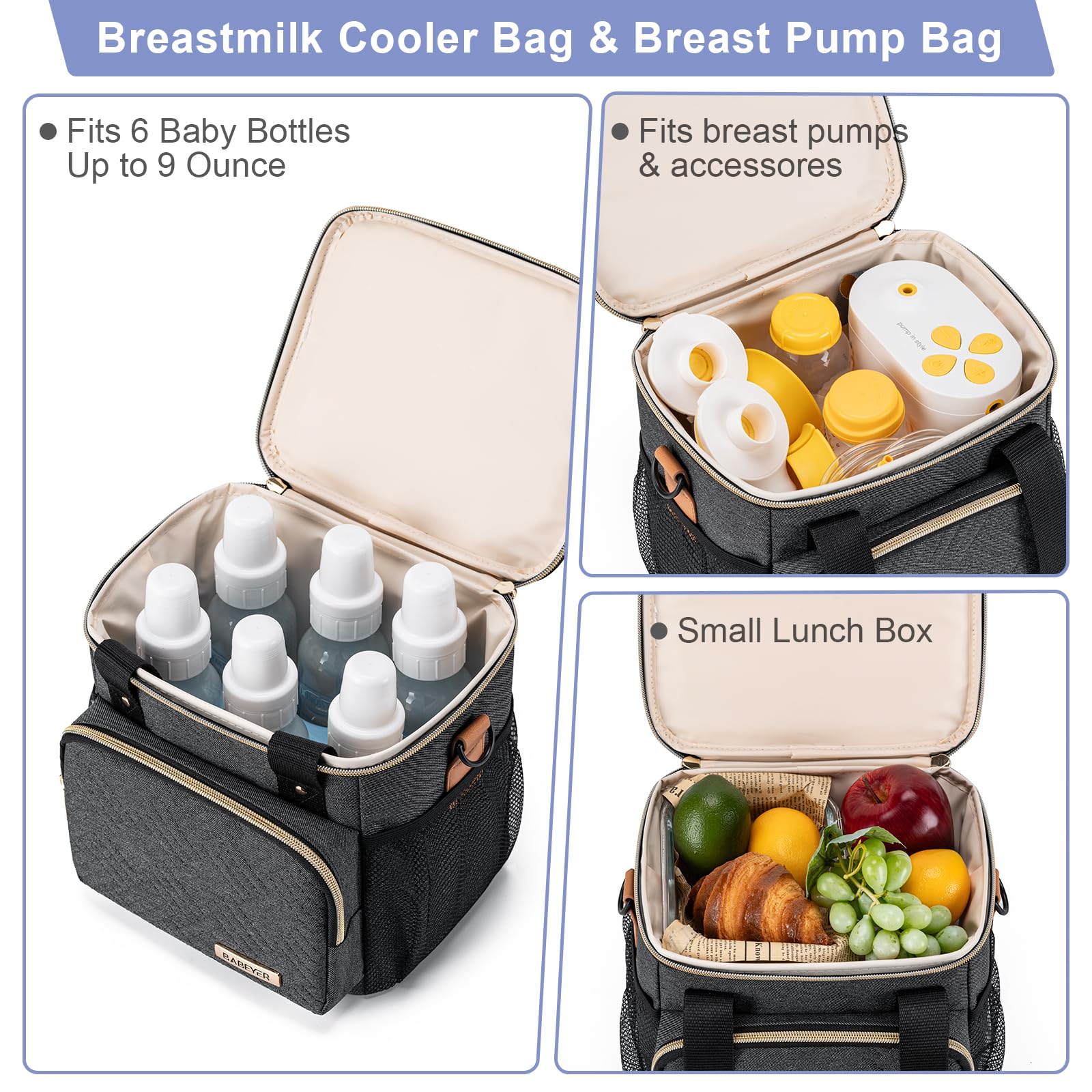BABEYER breastmilk bag insulation helps keep milk cold or warm.
