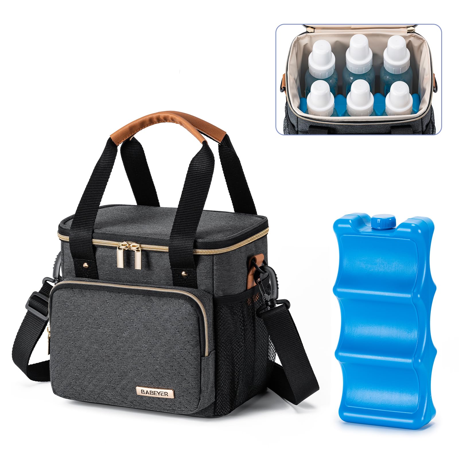 BABEYER breastmilk bag with side pocket keeps keys and phone handy.