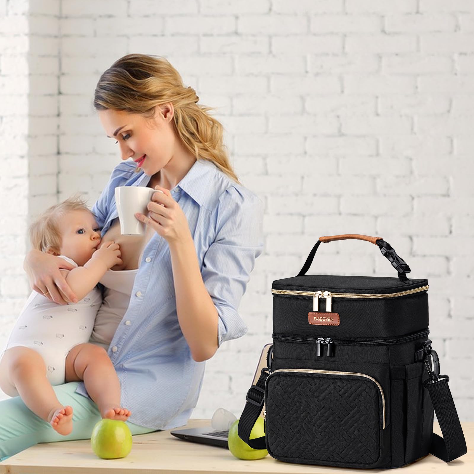 BABEYER insulated breastmilk cooler bag back pocket quick-access essentials