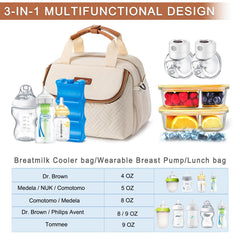 BABEYER breastmilk cooler bag back view highlighting durable materials and waterproof lining.