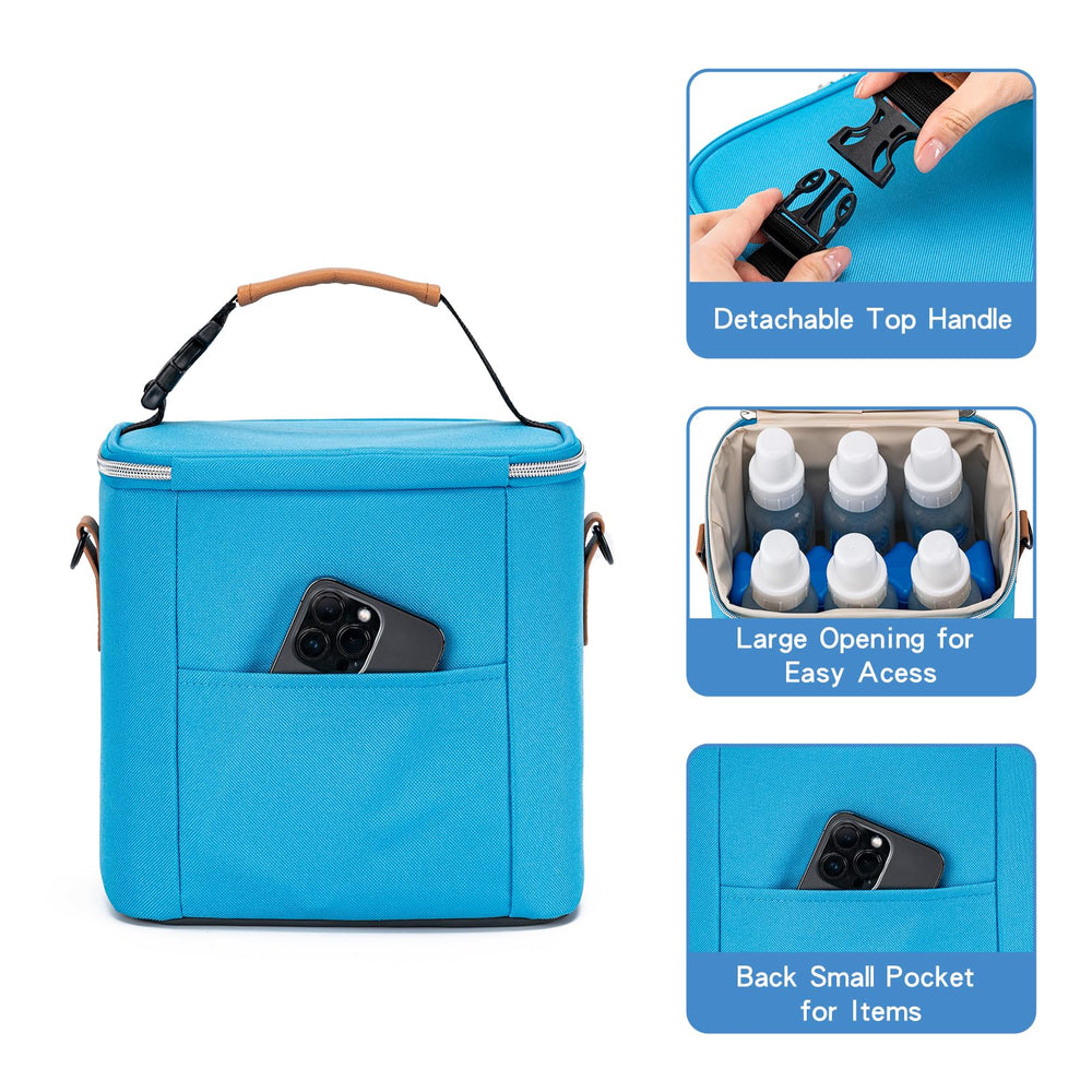 BABEYER breastmilk cooler bag blue ice pack keeps bottles cold, ready for daycare or outings.